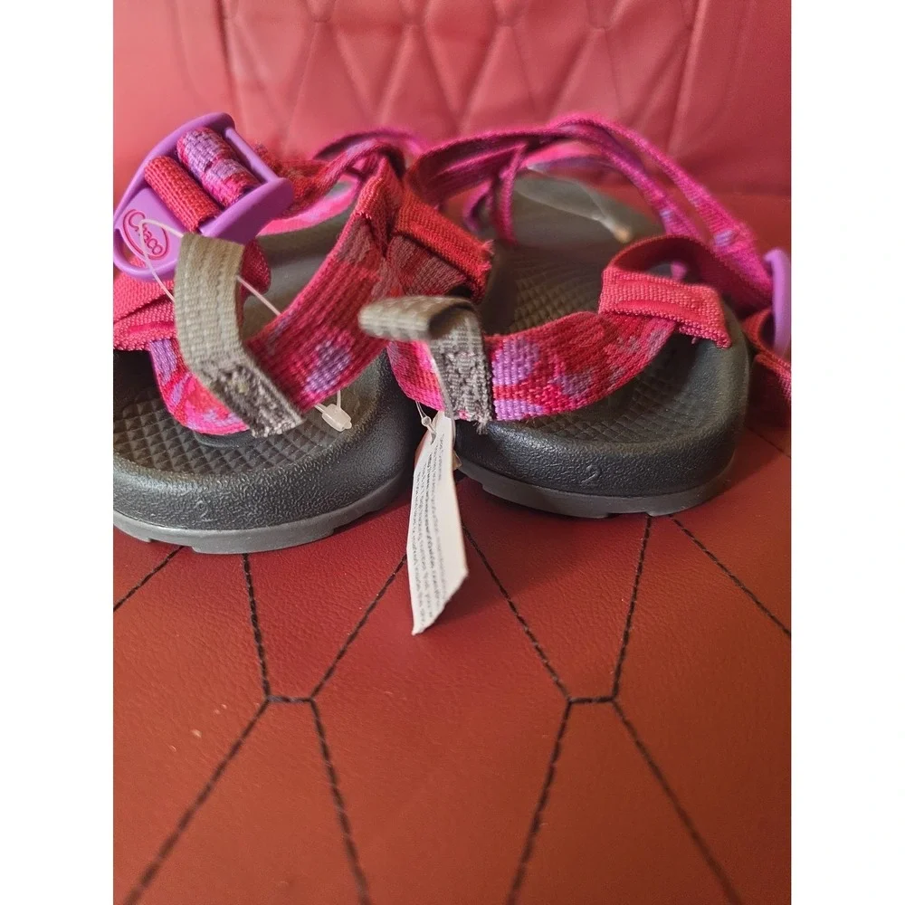 Big Girl's Sz 2 Youth Chaco's  Ecotread Sandals Red Purple Worn Once